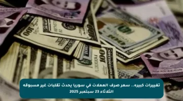 تغييرات كبيرة.. سعر صرف العملات في سوريا يحدث تقلبات غير مسبوقة الثلاثاء 23 سبتمبر 2025